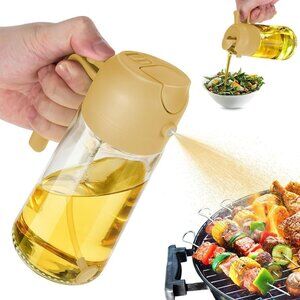 16oz Olive Oil Dispenser Bottle 2 in 1 Sprayer Pourer Glass for Kitchen Cooking